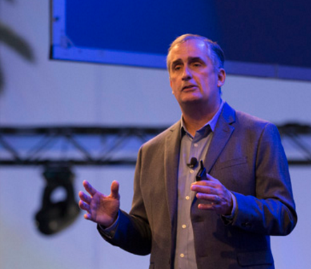Brian Krzanich, CEO of Intel, speaking at AutoMobility L.A.