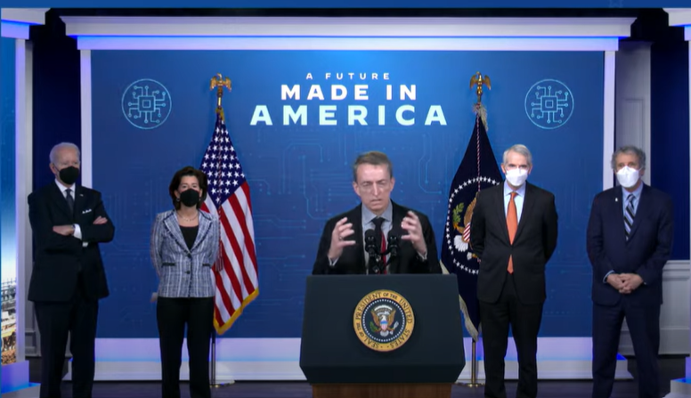 Pat Gelsinger speaking at White House press conference, Jan. 21, 2022