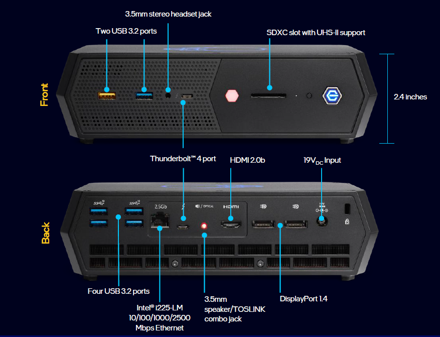 Intel NUC 12 Enthusiast - front and back